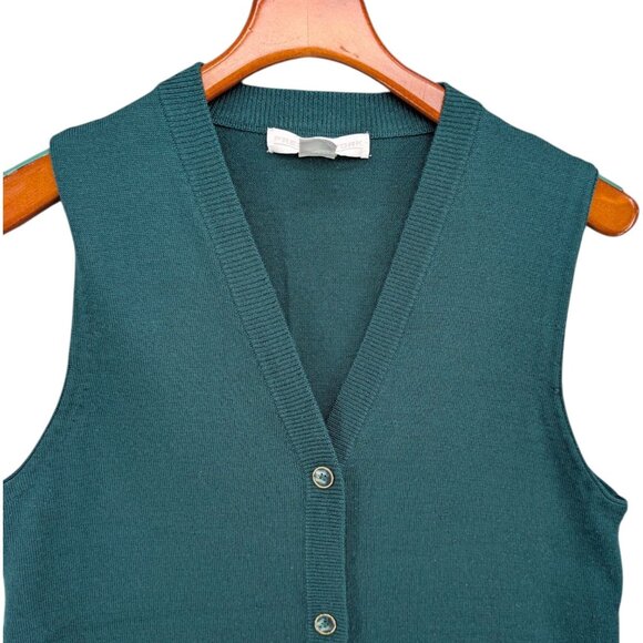 Vtg Preston York Cardigan Vest Mens Green Wool Blend Button Front Size M - Picture 4 of 10